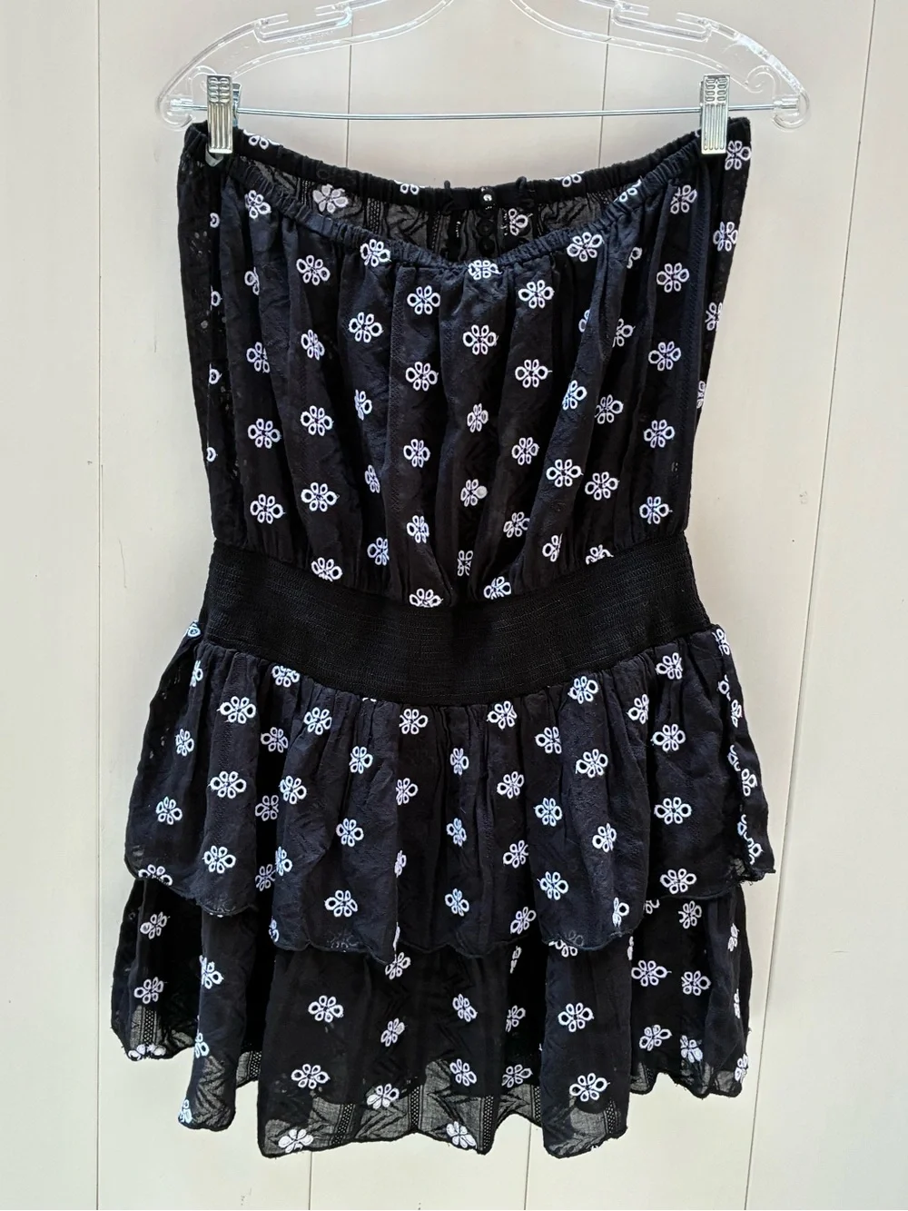 Ramy Brook Rita Black Printed Tiered Mini Skirt Cover Up